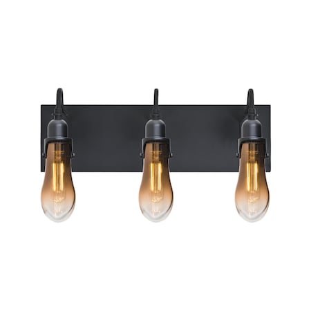 Besa Lighting Wish Wall, Amber/Clear, Black, 3x4W LED Filament 3WG-WISHAM-EDIL-BK